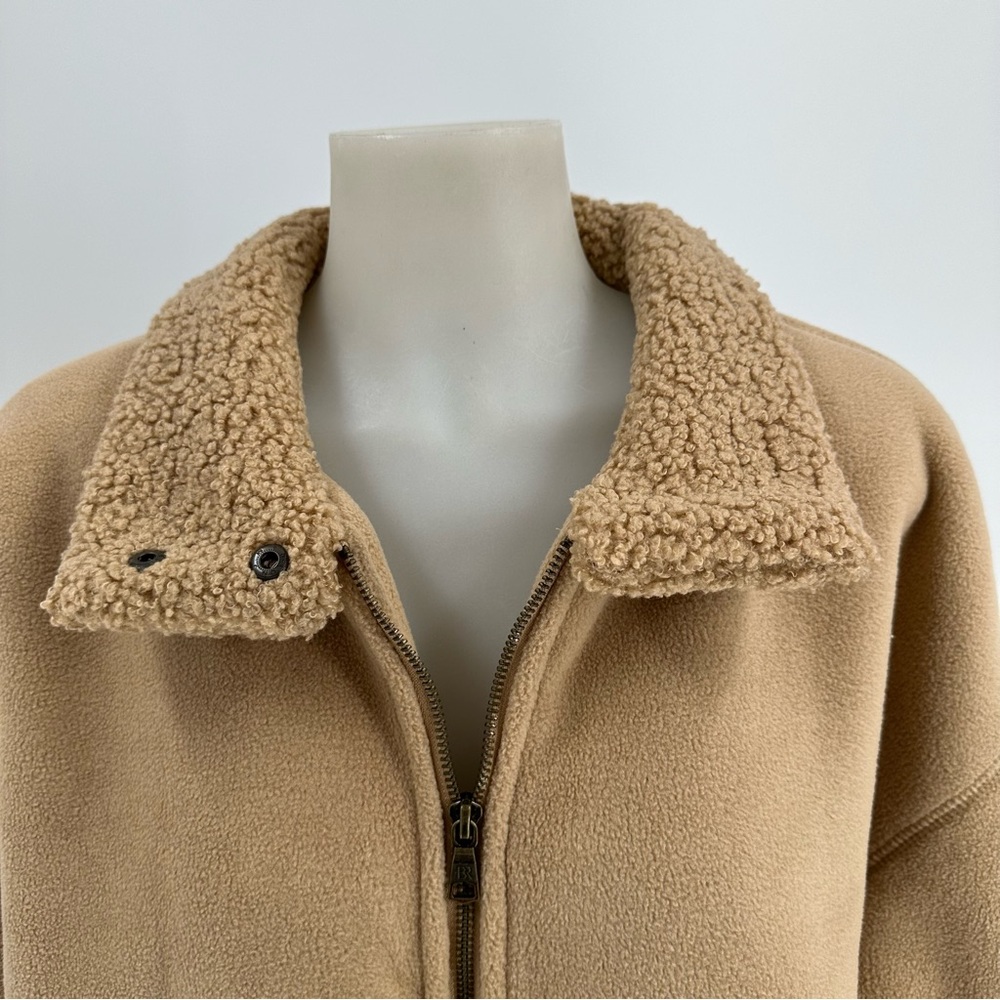 Banana Republic Women's SHERPA BOMBER JACKET Sz L Oversized Snap Pockets… - Picture 6 of 17